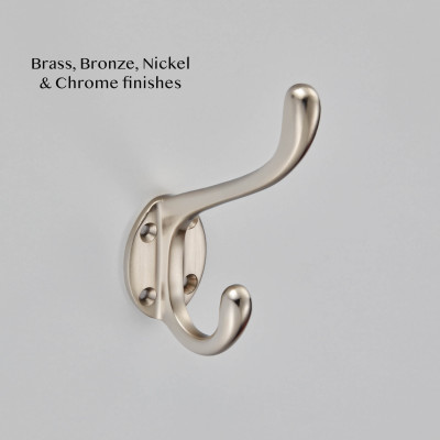 Traditional Hat and Coat Hook Satin Nickel