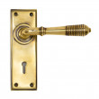 Aged Brass Reeded Lever Lock Set