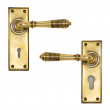 Aged Brass Reeded Lever Lock Handles