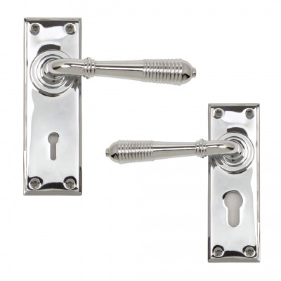 Polished Chrome Reeded Lever Lock Handles