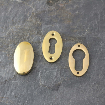Polished Brass Period Oval Escutcheons