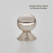 Ball and Step Cabinet Knob Polished Nickel