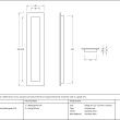 Plain Rectangular Door Pull - 250mm - Drawing
