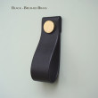 Apple Leather Black Cupboard Pull - Brushed Brass