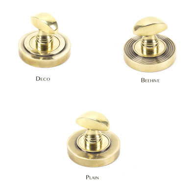 Aged Brass Round Bathroom Thumbturn Set