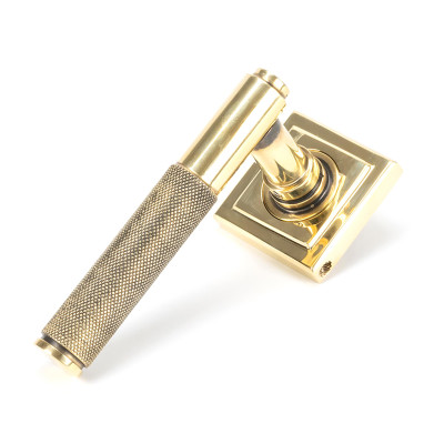Aged Brass Brompton Lever on a Square Rose
