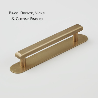 Pillow Cabinet Handle on Backplate - Aged Brass