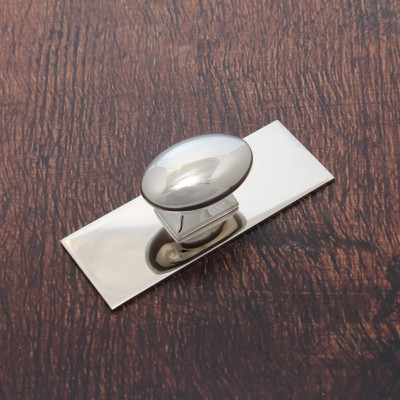 Polished Nickel Monroe Oval Cupboard Knob on Small Backplate