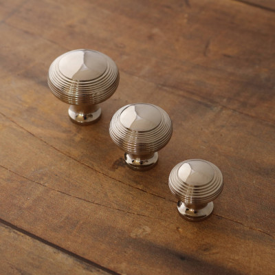 Hatton Reeded Cabinet Knob - Polished Nickel