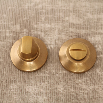 Bathroom Privacy Set on Plain Covered Rose - Aged Brass