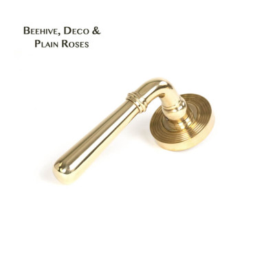 Newbury Polished Brass Lever on a Covered Rose