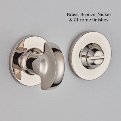 Half Moon Bathroom Privacy Turn on a covered Rose in Polished Nickel