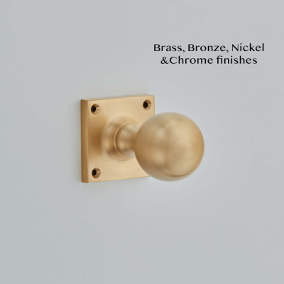 Ball Mortice Knob on a Square Rose Satin Brass