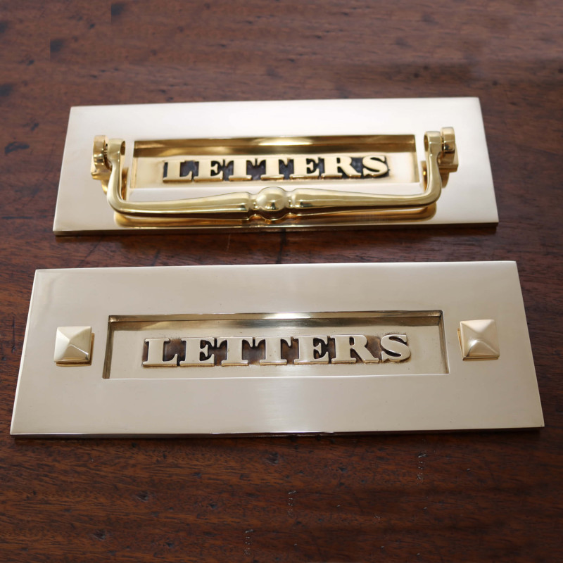 Heavy Sprung Solid Brass Victorian Letter Plate Box Postal Chrome 10 x 3